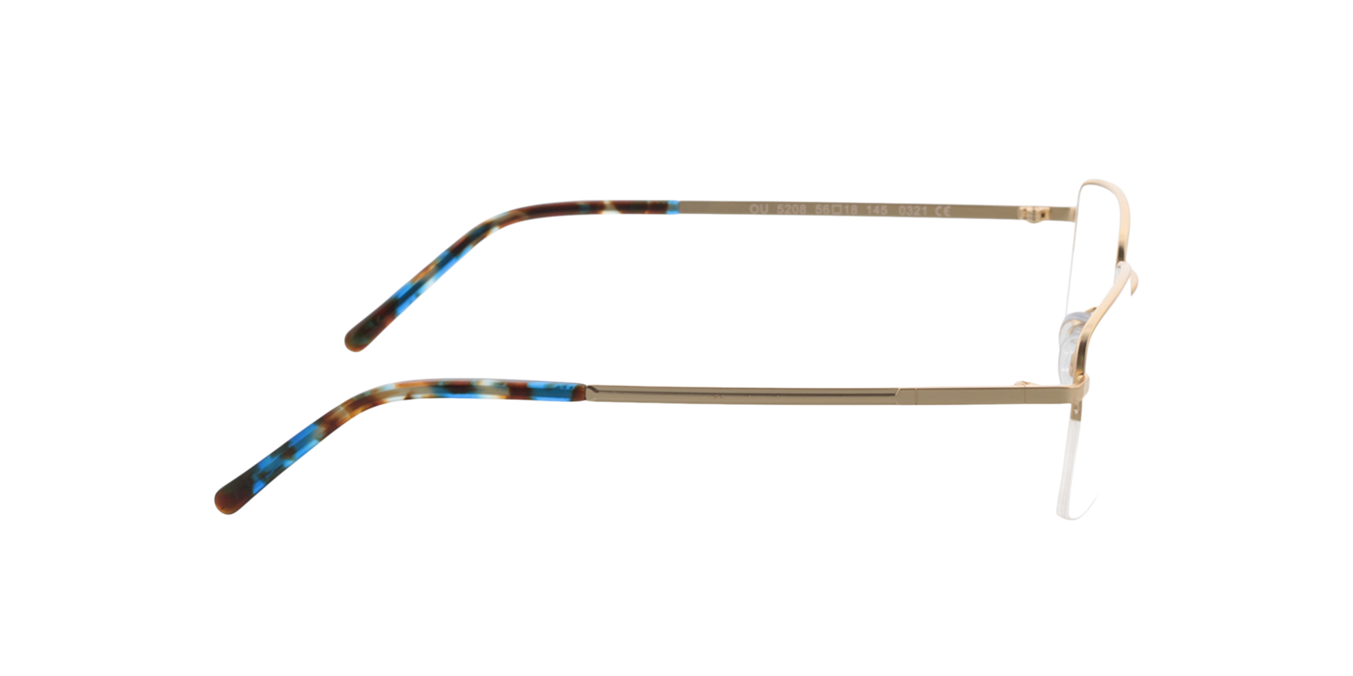 Dawson Satijn goud  &  blauw Havana MetaalEyeglass Frames van B24, Zijaanzicht