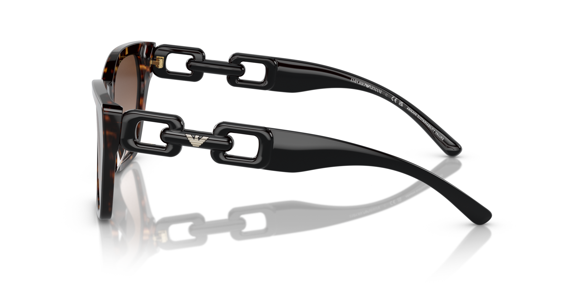 EA4203U Glanzend Havana AcetaatSunglass Frames van B24, Zijaanzicht