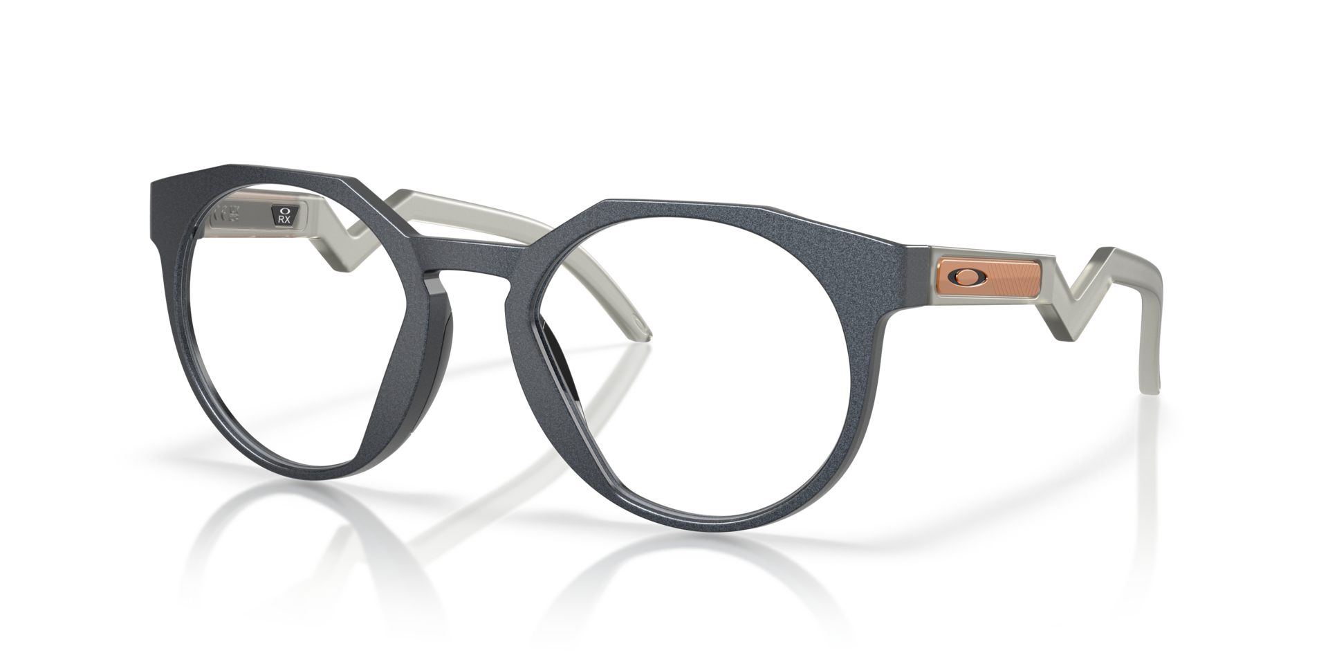 HSTN Forge Collection Matte Blue Steel KunststoffEyeglass Frames von B24, Dreiviertelansicht