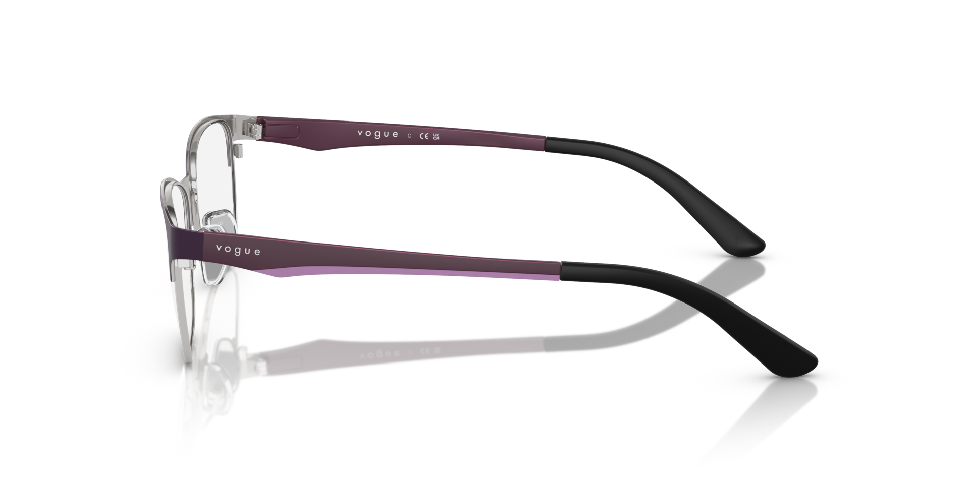 VO3940 Plum MetaalEyeglass Frames van B24, Zijaanzicht