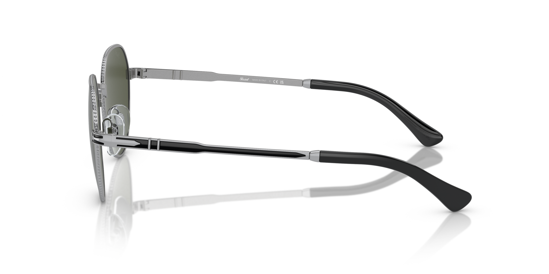 PO2486S Zilver MetaalSunglass Frames van B24, Zijaanzicht