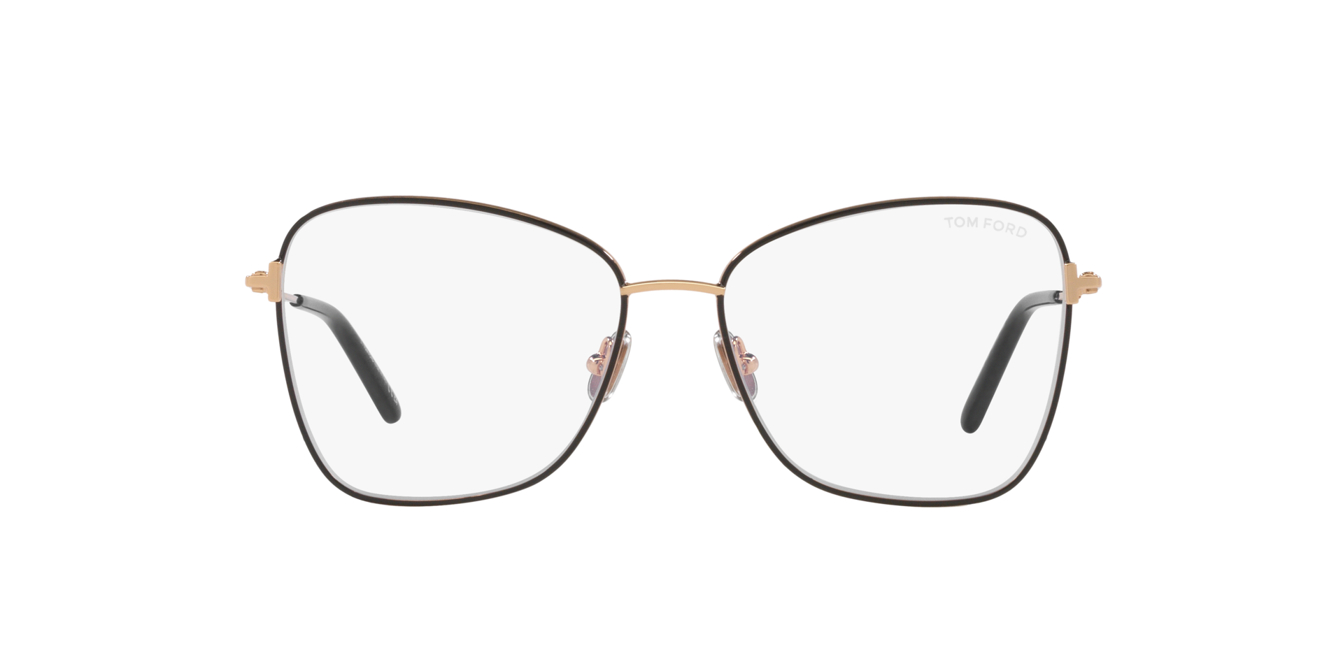 FT5906-B Glänzendes Schwarz MetallEyeglass Frames von B24, Vorderansicht