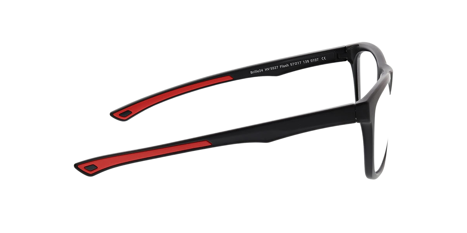 Flash Schwarz & Rot KunststoffEyeglass Frames von B24, Seitenansicht