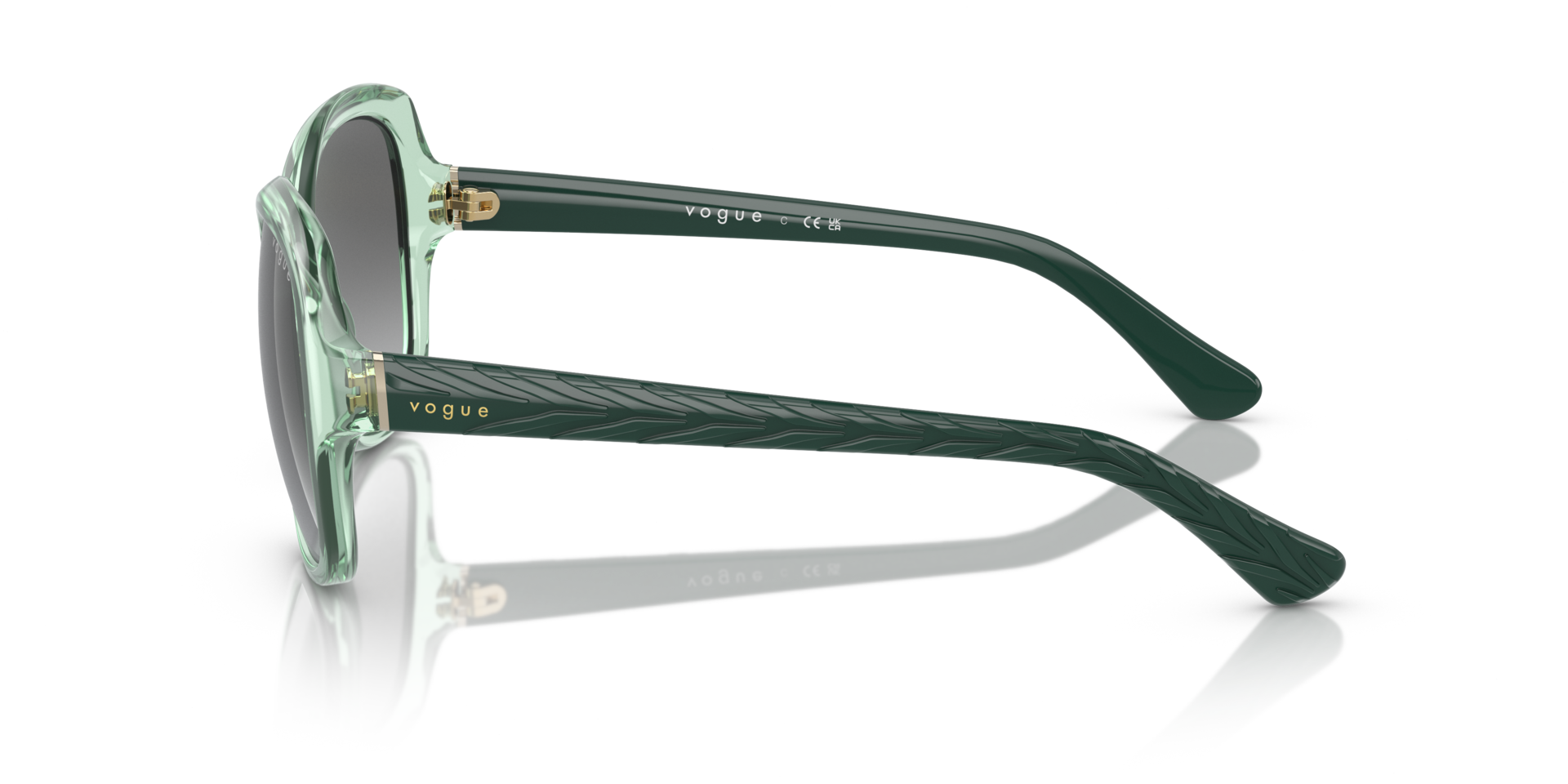 VO2871S Transparent Grün KunststoffSunglass Frames von B24, Seitenansicht