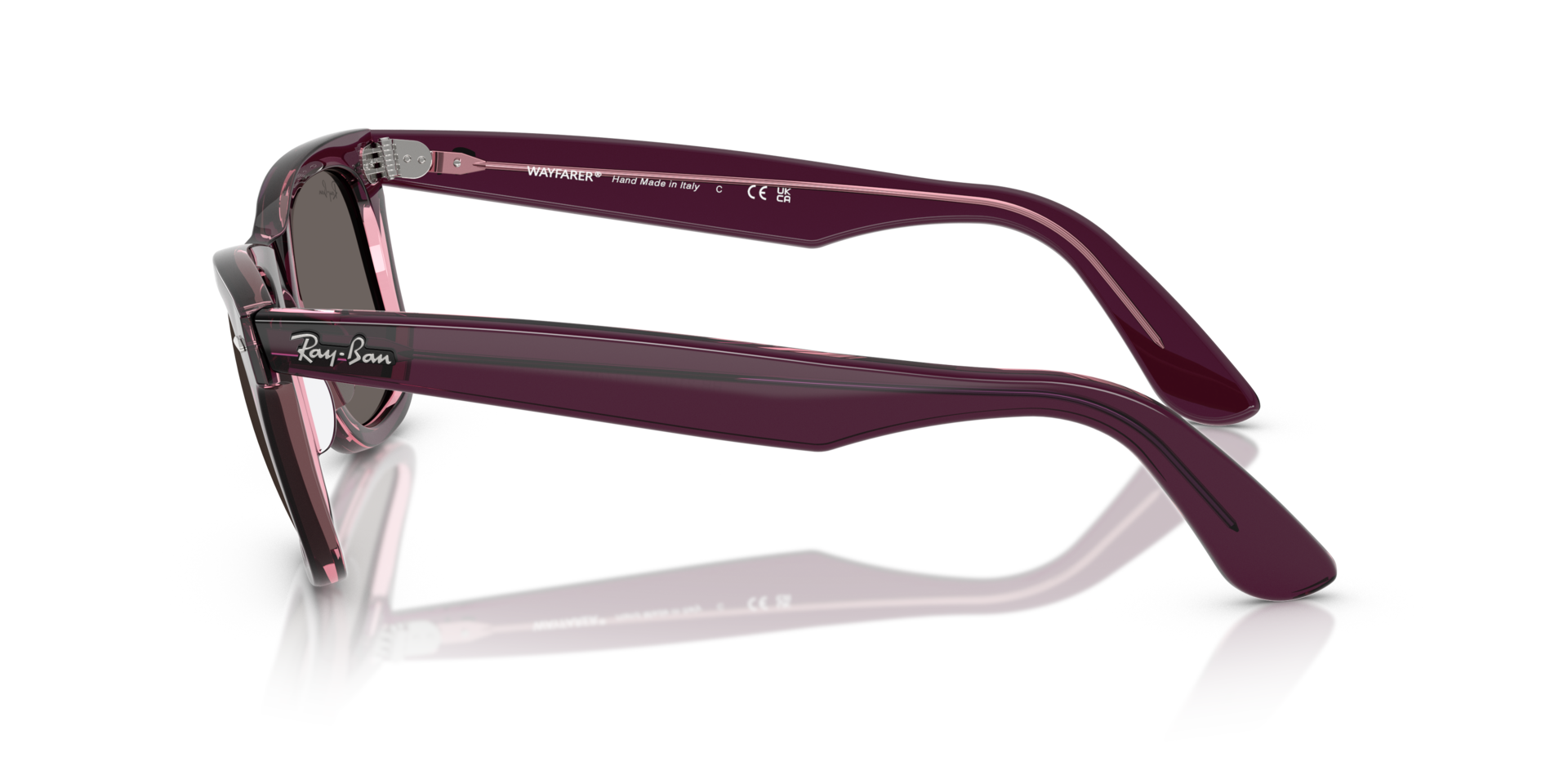 RB2140 Violet On Transparent Pink AcetaatSunglass Frames van B24, Zijaanzicht