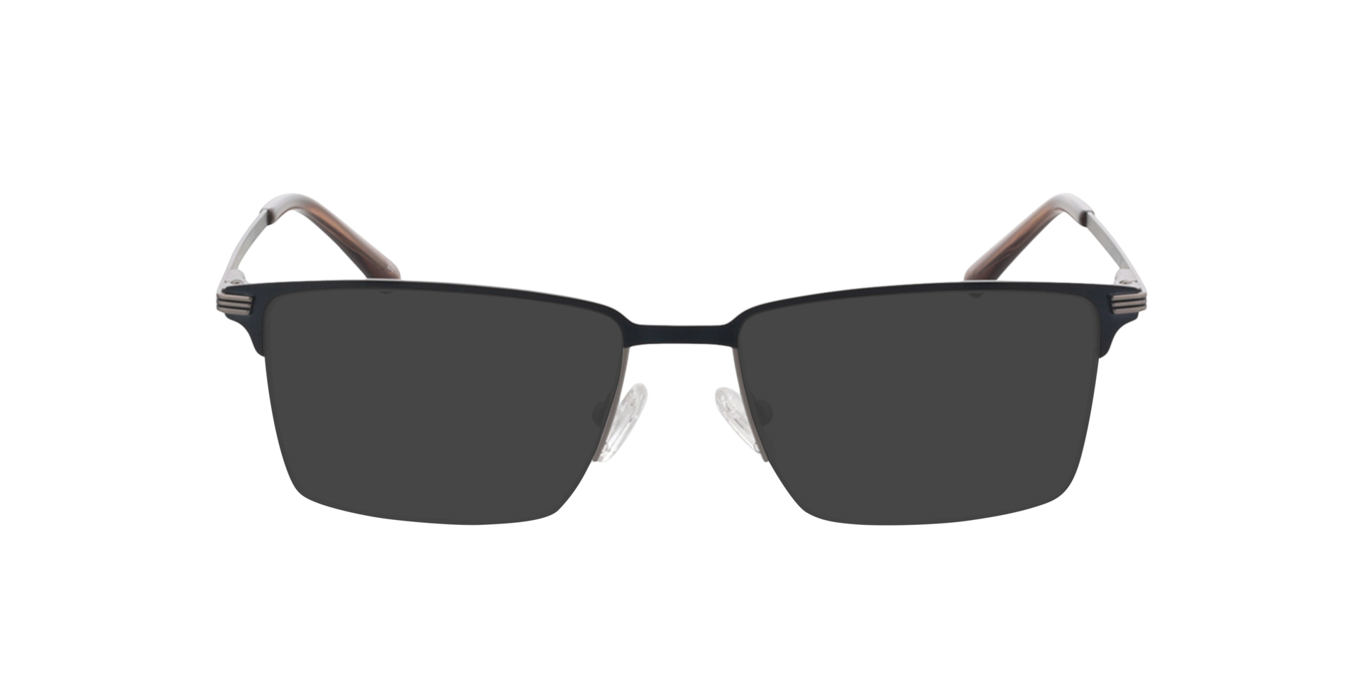 Ross Matzilver  &  blauw MetaalEyeglass Frames van B24, met getinte lenzen