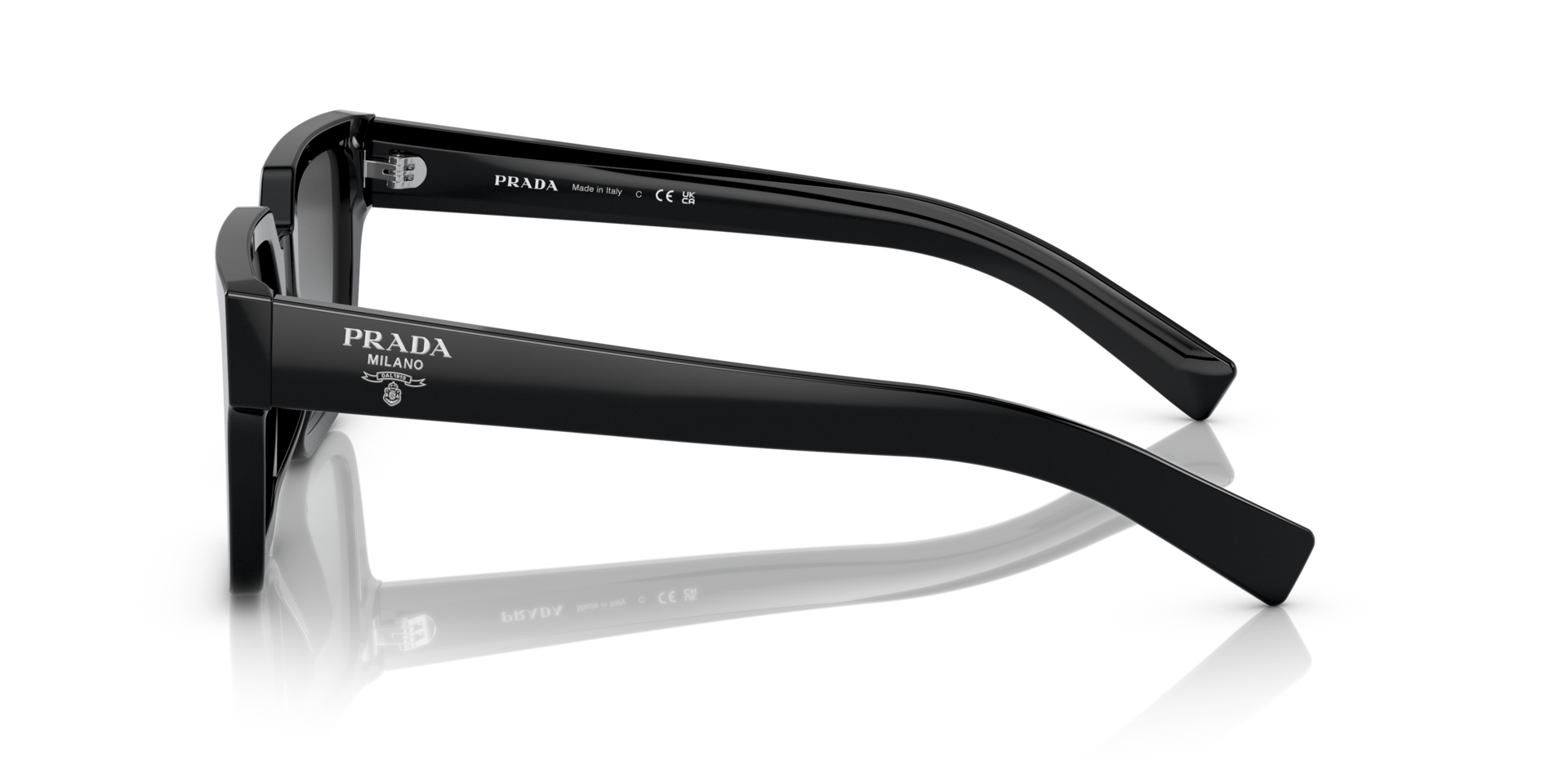 PR 03ZS Schwarz AcetatSunglass Frames von B24, Seitenansicht