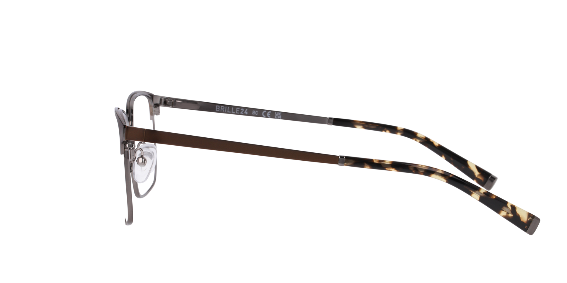 Liverpool Brown & Gunmetal MetaalEyeglass Frames van B24, Zijaanzicht