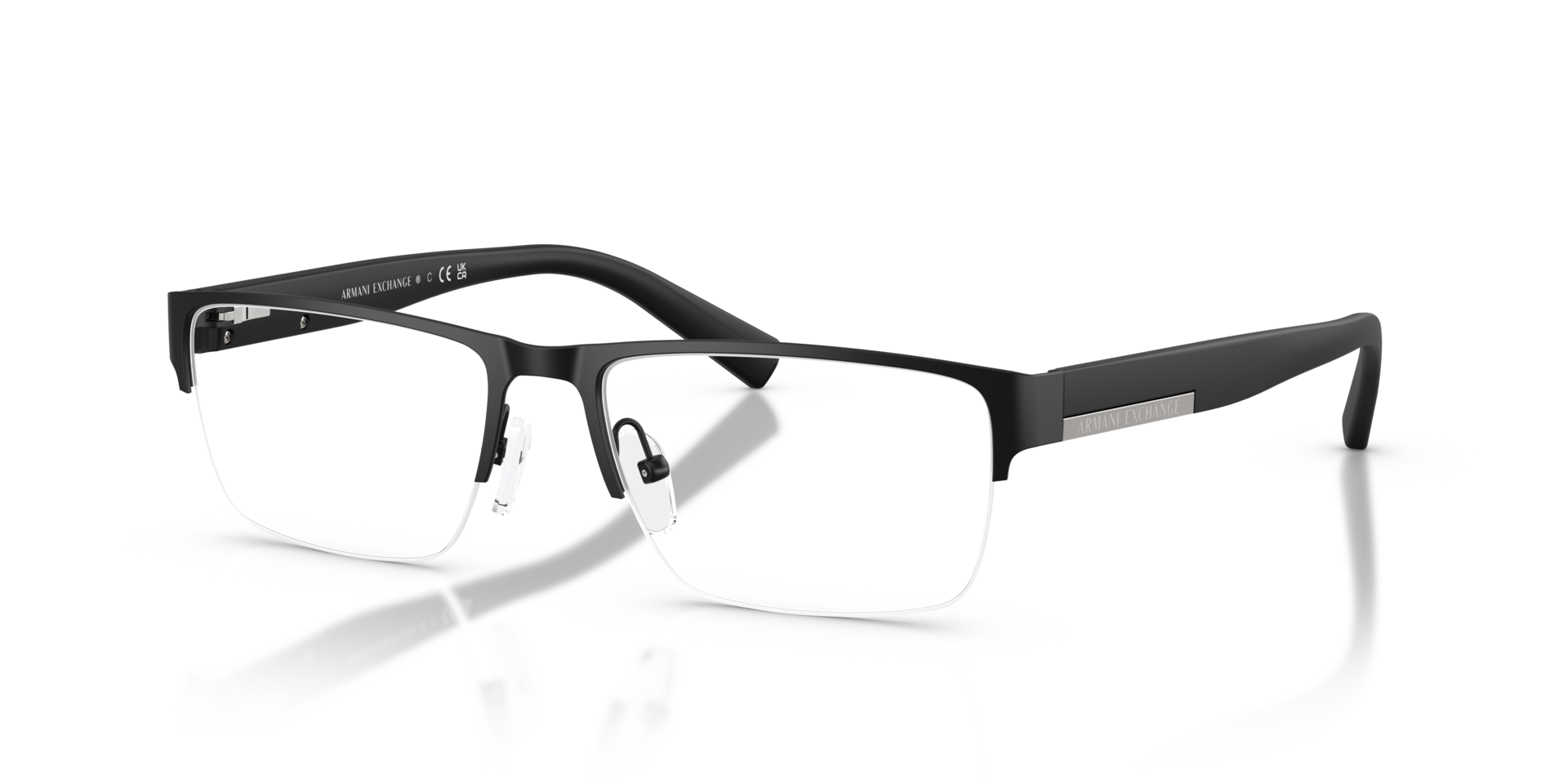 AX1018 Matt Schwarz MetallEyeglass Frames von B24, Dreiviertelansicht
