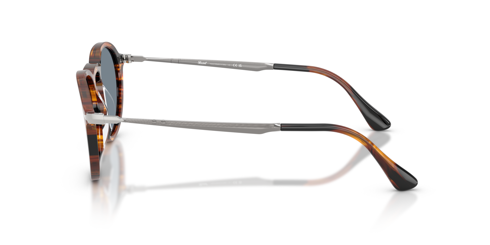 PO3383S Striped Black & Brown AcetatSunglass Frames von B24, Seitenansicht