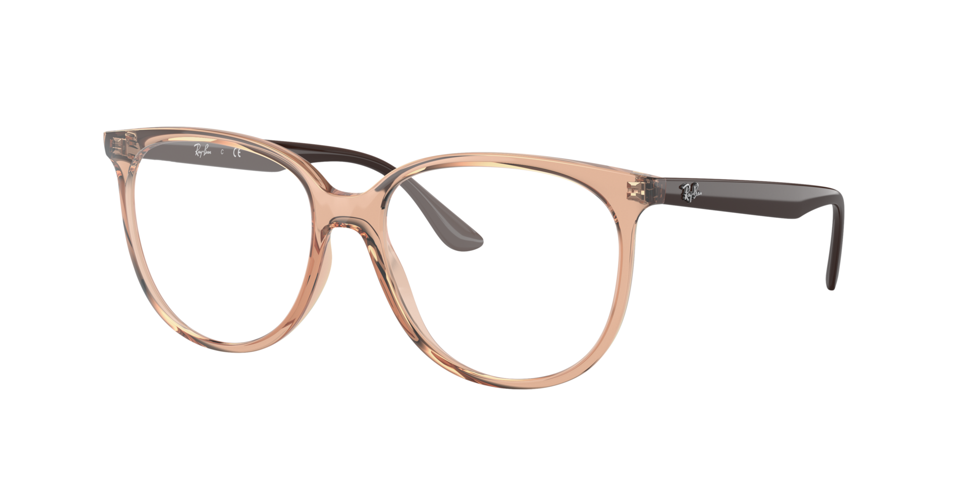RB4378V Optics Transparant bruin KunststofEyeglass Frames van B24, Hoekweergave