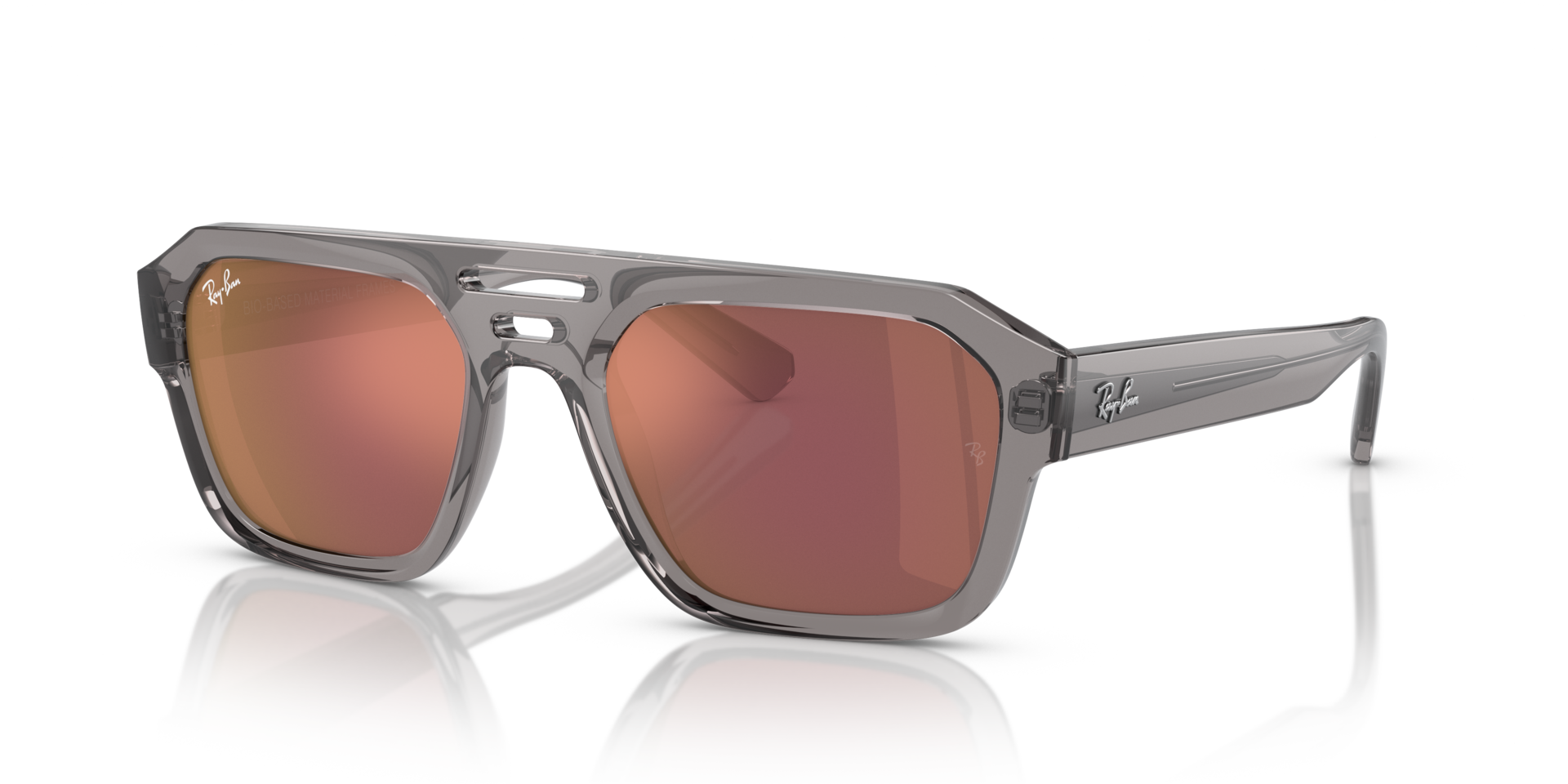 Corrigan Bio-Based Grau transparent KunststoffSunglass Frames von B24, Dreiviertelansicht
