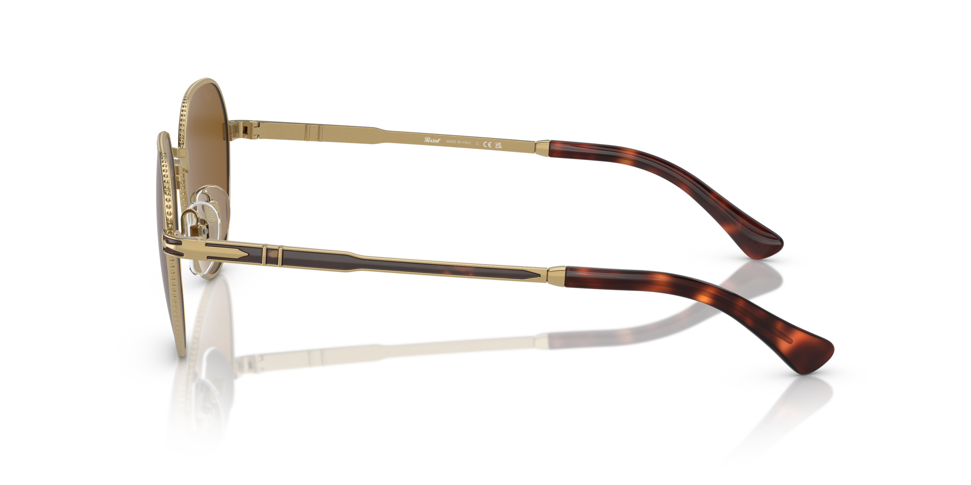 PO2486S Gold & Havana MetaalSunglass Frames van B24, Zijaanzicht