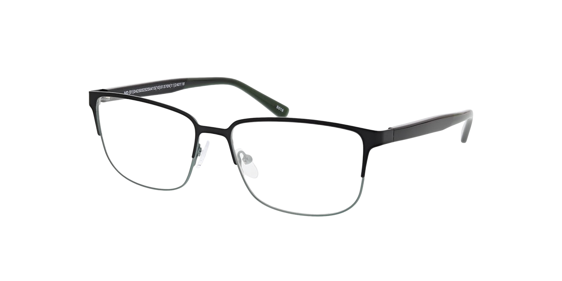 Nashville Zwart  &  groen  &  melkachtig groen MetaalEyeglass Frames van B24, Hoekweergave