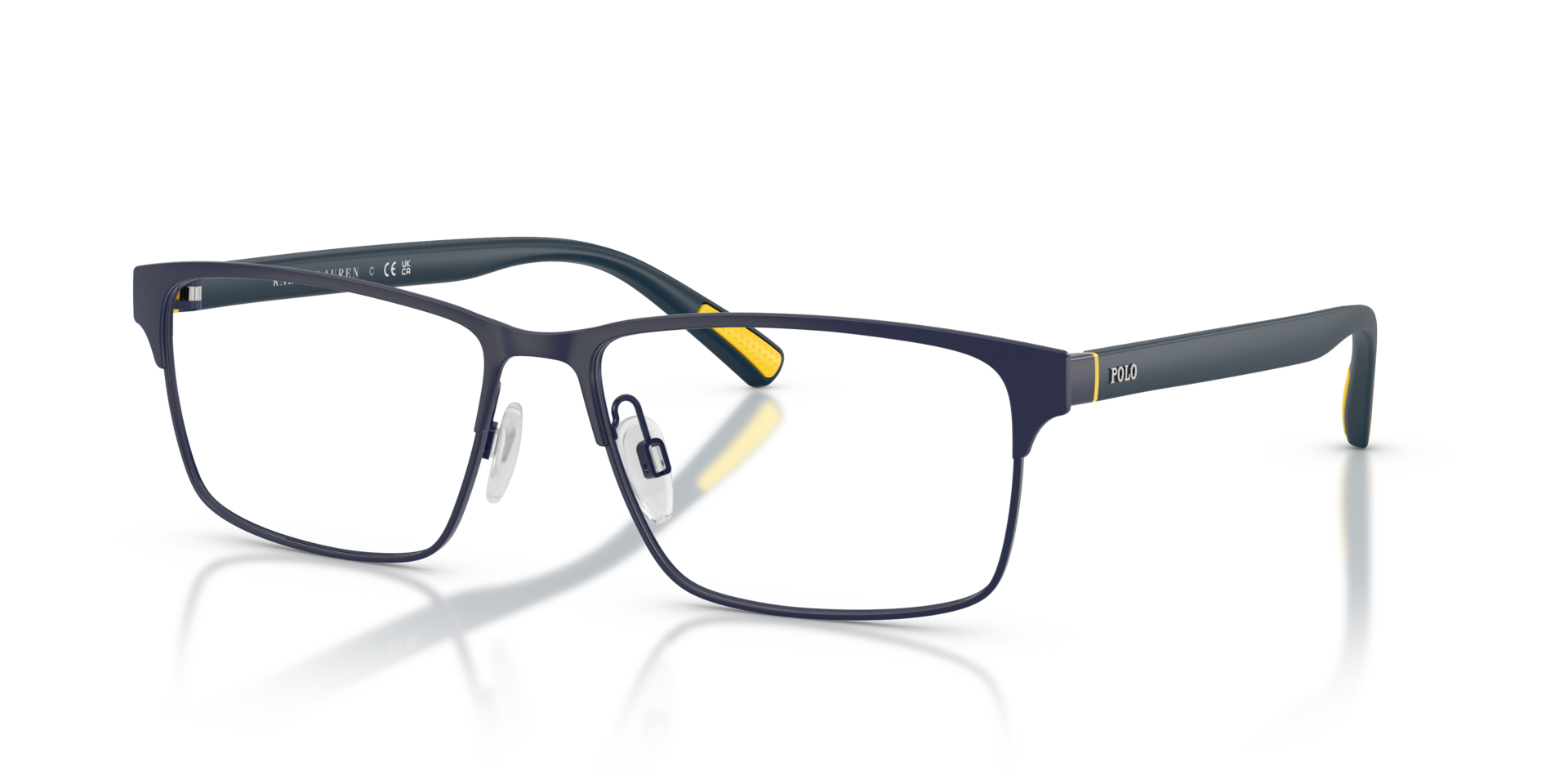 PH1243 Semishiny Navy Blue MetaalEyeglass Frames van B24, Hoekweergave