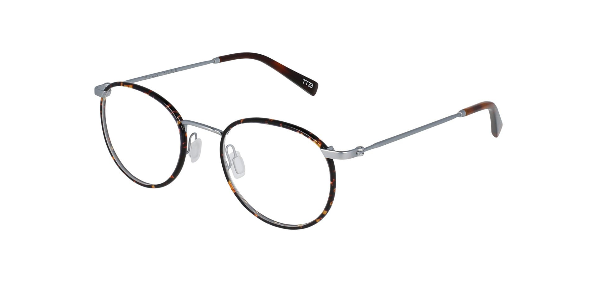 Duke Brushed Jet Silver Titanium TitaanEyeglass Frames van B24, Hoekweergave