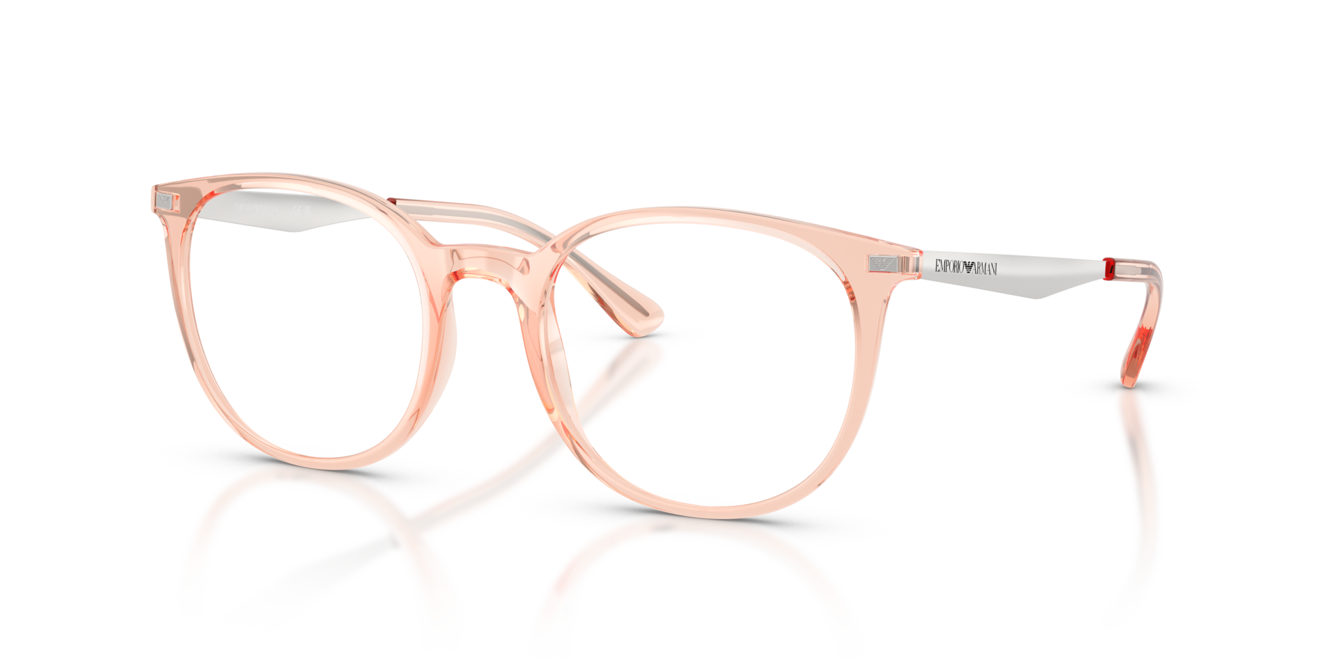 EA3168 Shiny Transparent Pink KunststofEyeglass Frames van B24, Hoekweergave