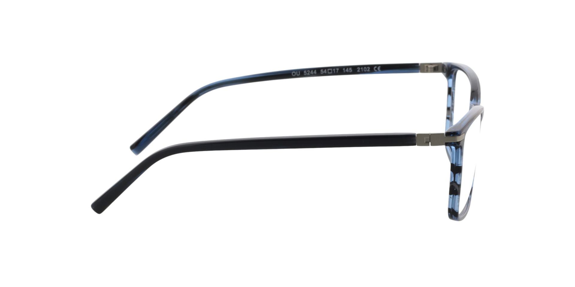 Wembley Blauw hoorn  &  matzilver AcetaatEyeglass Frames van B24, Zijaanzicht