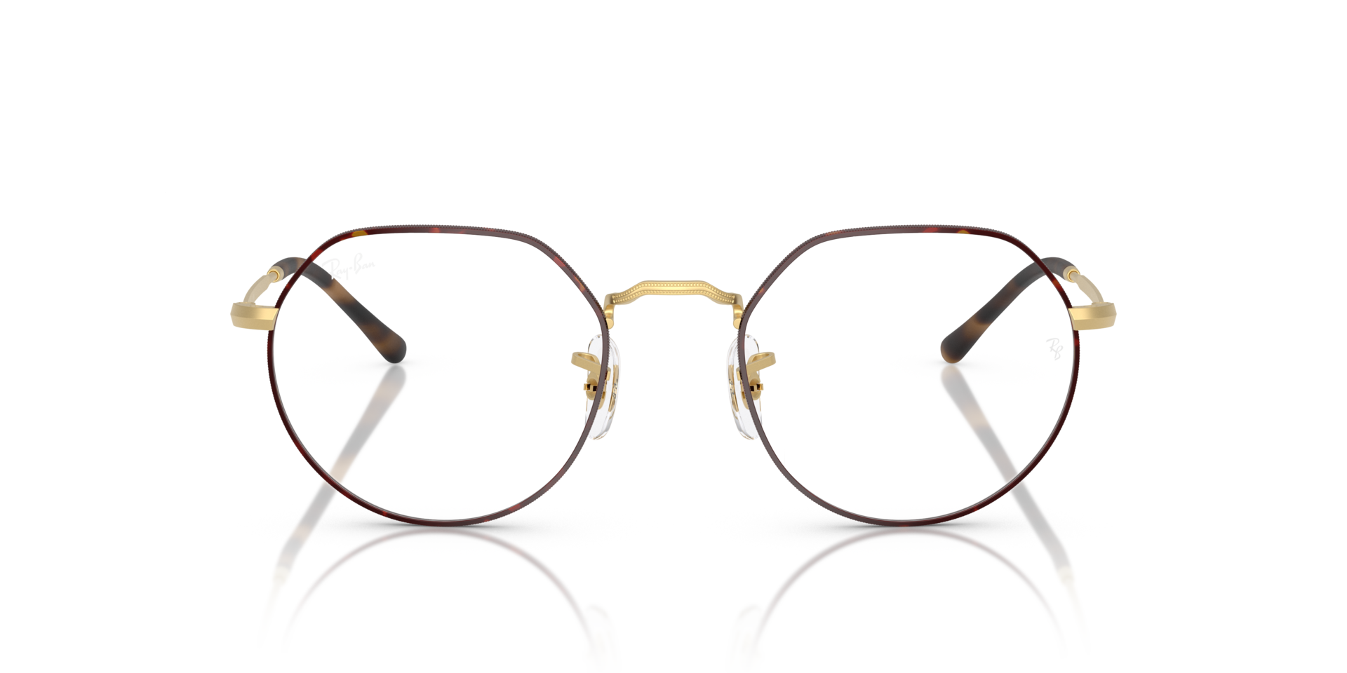 RB6465 Matte Havana On Matte Arista Gold MetaalEyeglass Frames van B24, Vooraanzicht