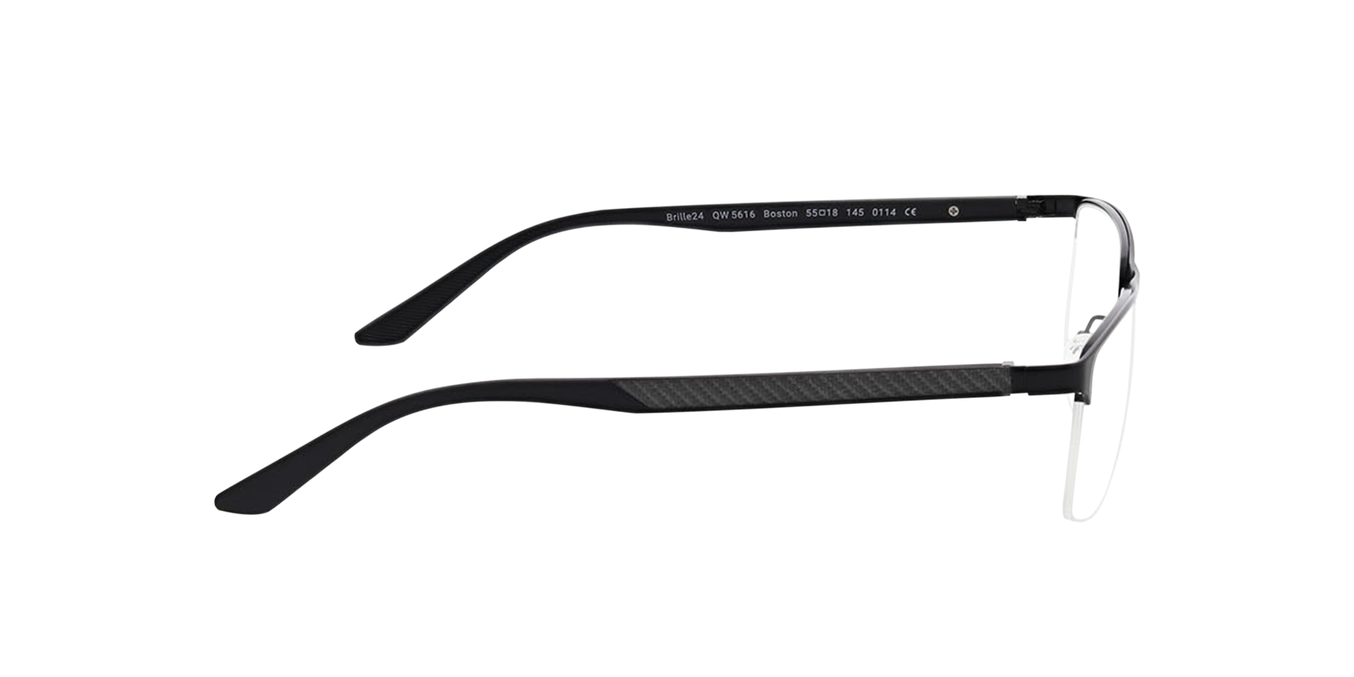 Boston Mattschwarz MetallEyeglass Frames von B24, Seitenansicht