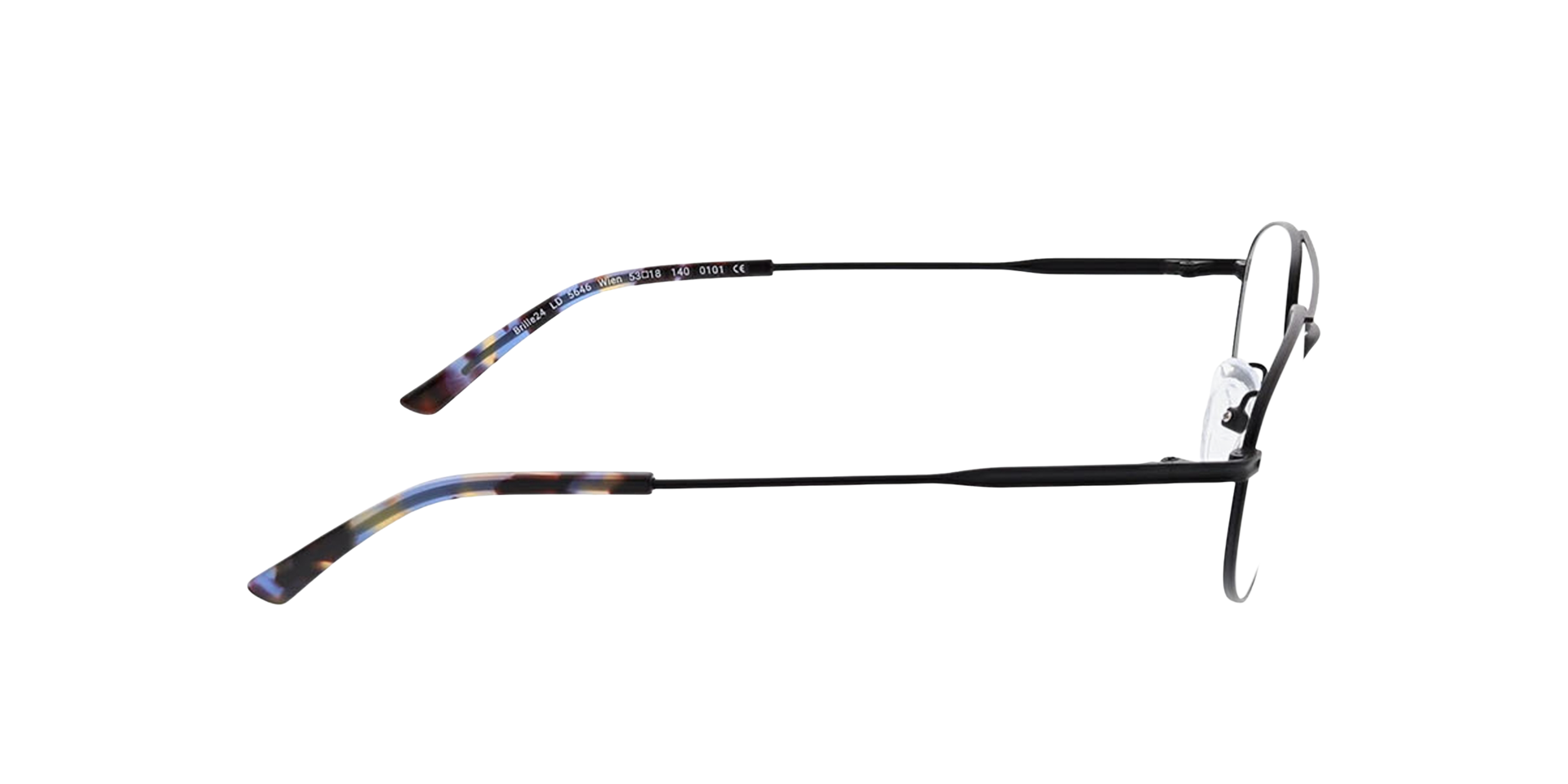 Wien Matzwart  &  blauw Havana MetaalEyeglass Frames van B24, Zijaanzicht