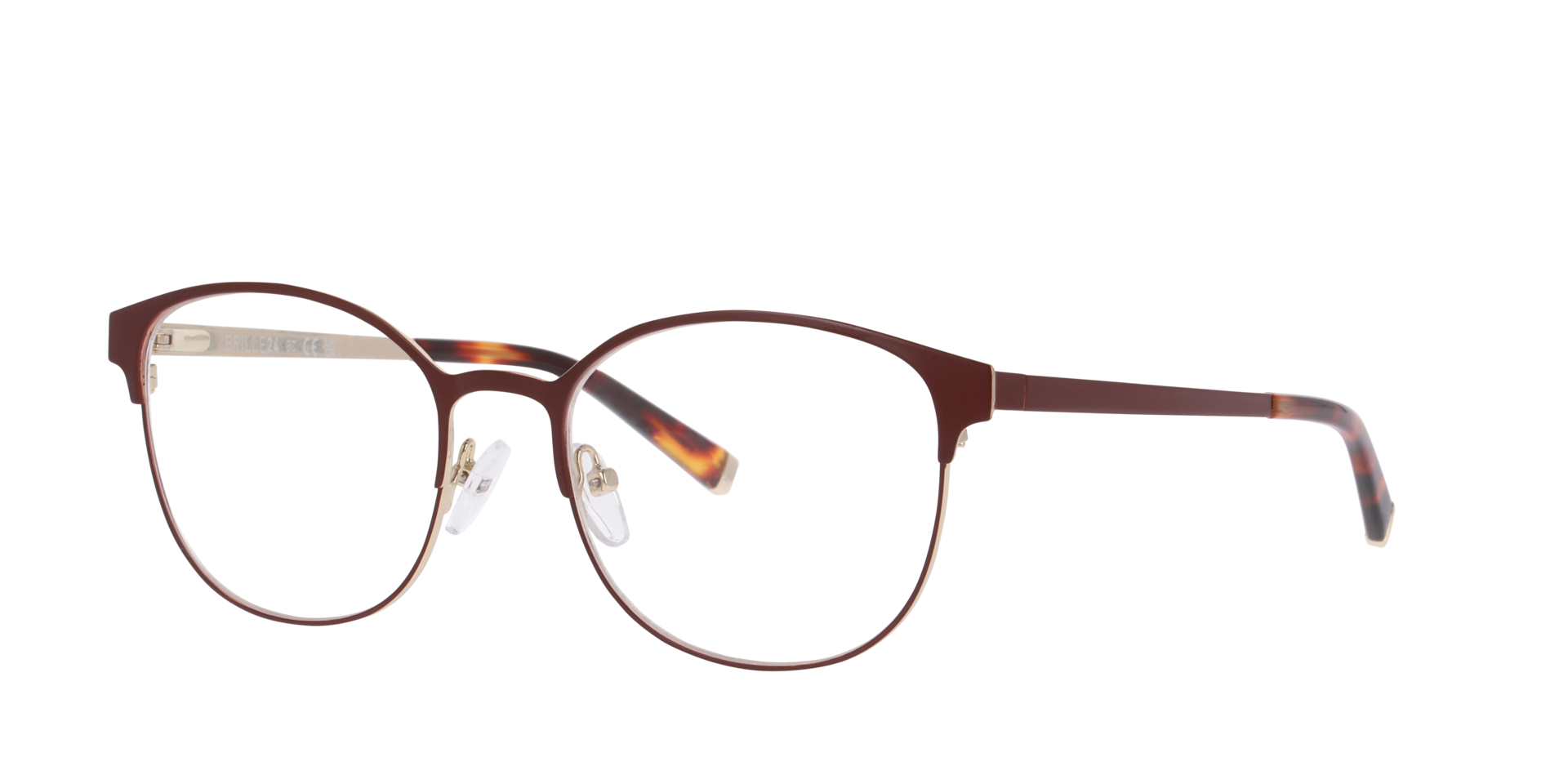 Kopenhagen Red & Gold MetallEyeglass Frames von B24, Dreiviertelansicht