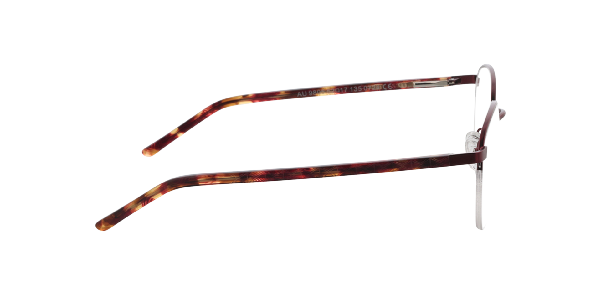 Nancy Bordeauxrood  &  bordeauxrood Havana MetaalEyeglass Frames van B24, Zijaanzicht