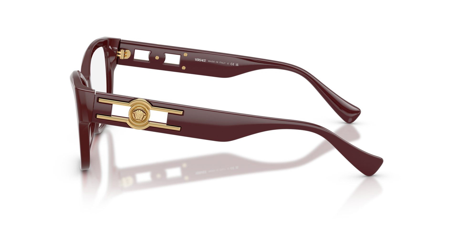 VE3347 Solid Red AcetaatEyeglass Frames van B24, Zijaanzicht
