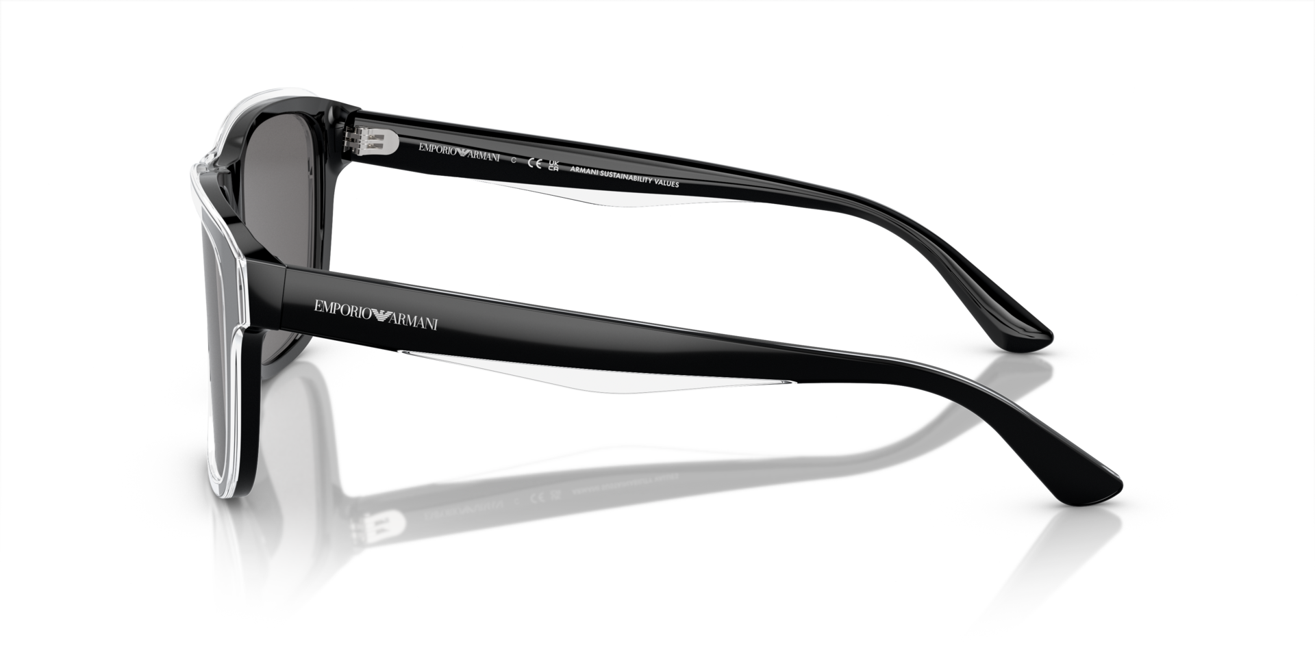 EA4208 Glanzend zwart & bovenkant kristal AcetaatSunglass Frames van B24, Zijaanzicht