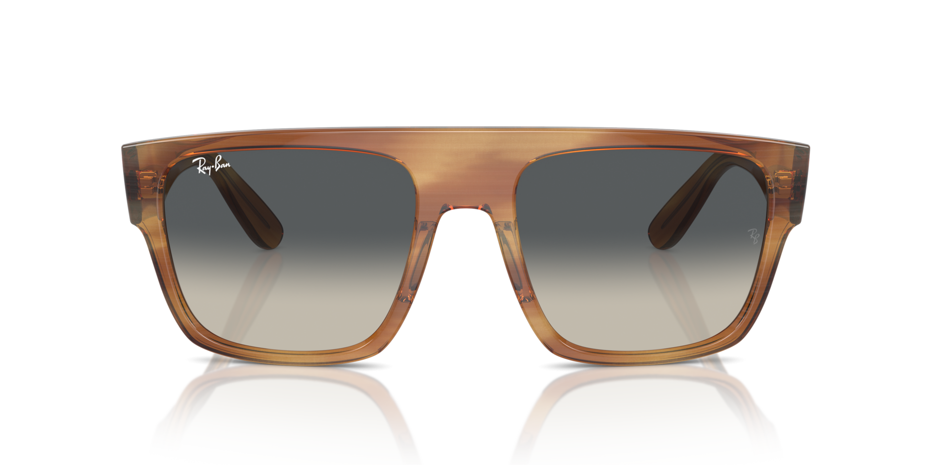 RB0360S Bruin Gestreept KunststofSunglass Frames van B24, Vooraanzicht