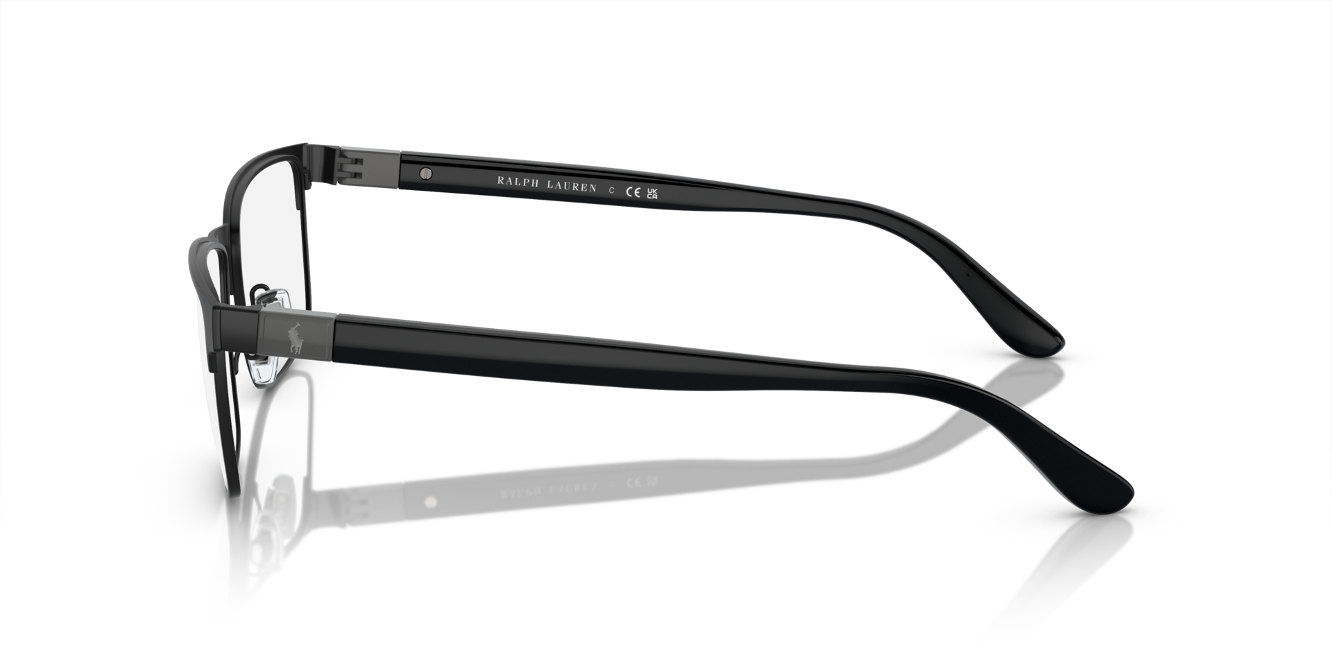 PH1222 Schwarz halbglänzend MetallEyeglass Frames von B24, Seitenansicht