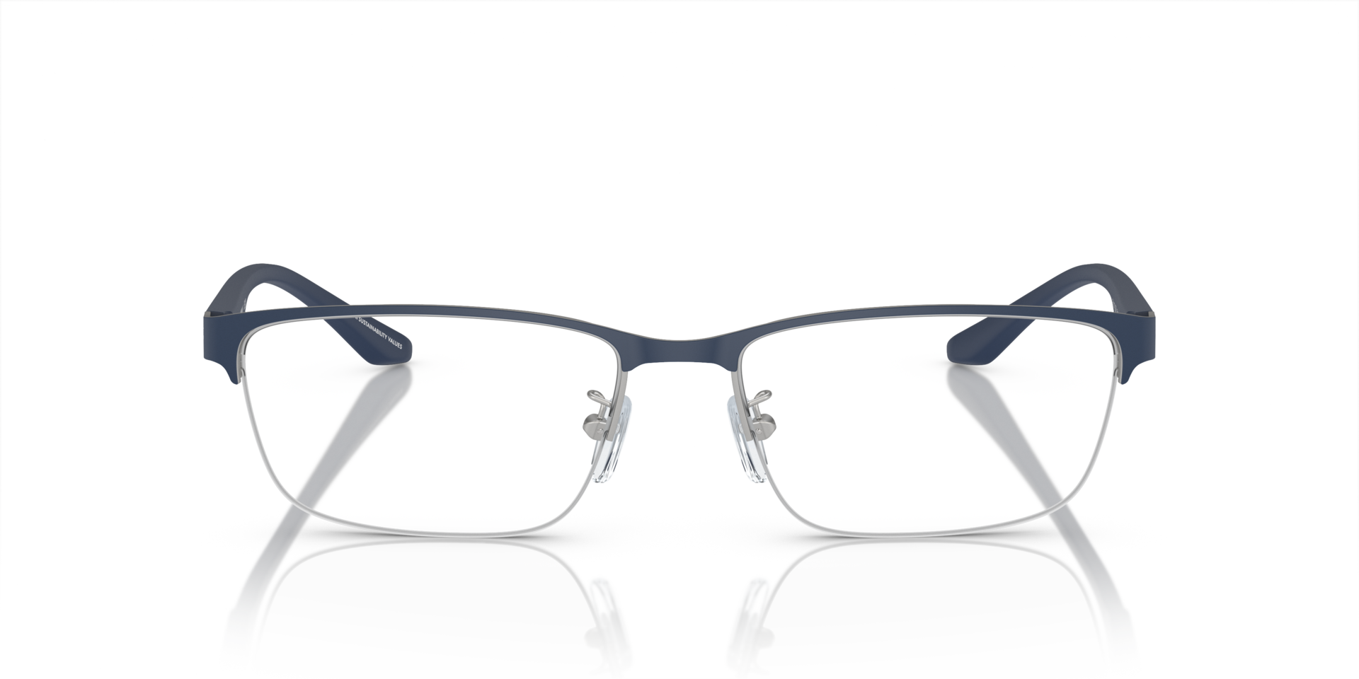 EA1147 Matte Silver & Bluette MetallEyeglass Frames von B24, Vorderansicht