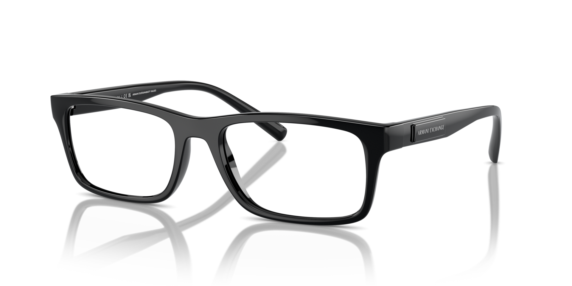 AX3115 Glanzend zwart KunststofEyeglass Frames van B24, Hoekweergave
