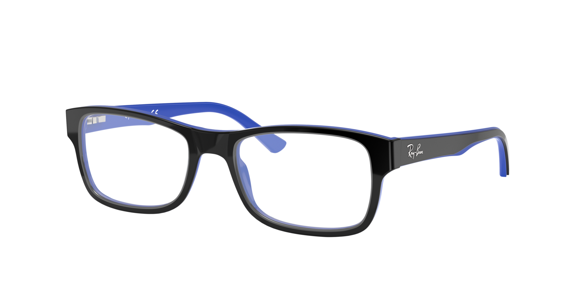 RB5268 Zwart op blauw AcetaatEyeglass Frames van B24, Hoekweergave