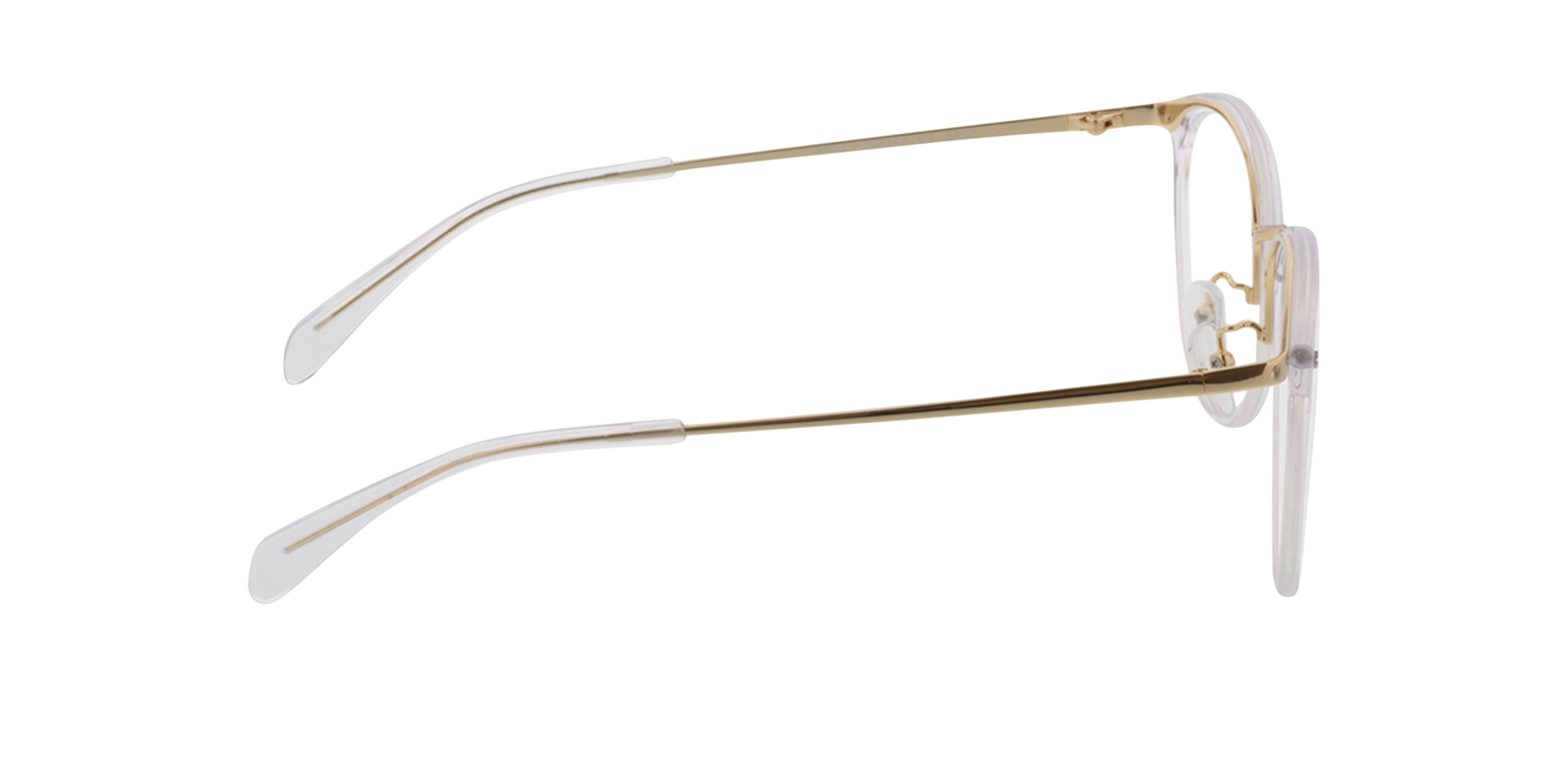 Charlotte Kristal  &  goud AcetaatEyeglass Frames van B24, Zijaanzicht