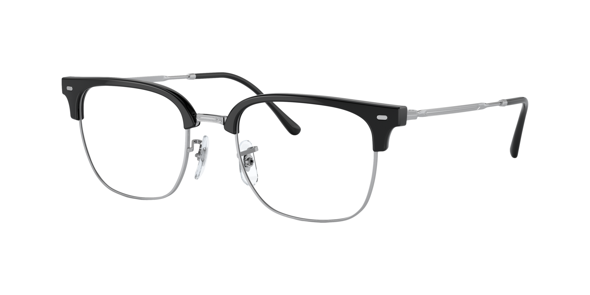 RB7216 Zwart op zilver KunststofEyeglass Frames van B24, Hoekweergave