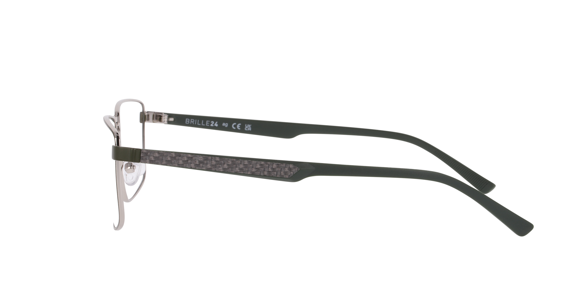 Lissabon Dark Khaki MetaalEyeglass Frames van B24, Zijaanzicht