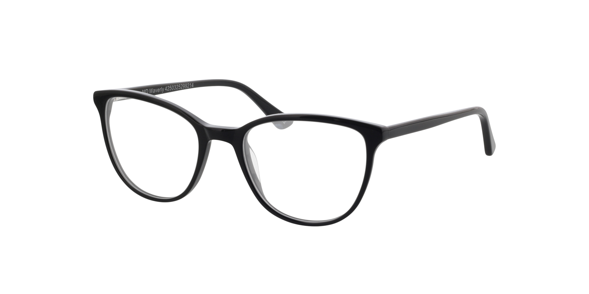 Waverly Zwart AcetaatEyeglass Frames van B24, Hoekweergave