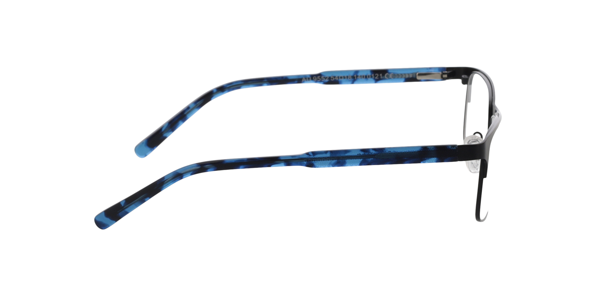 Sherman Zwart  &  gevlekt blauw MetaalEyeglass Frames van B24, Zijaanzicht
