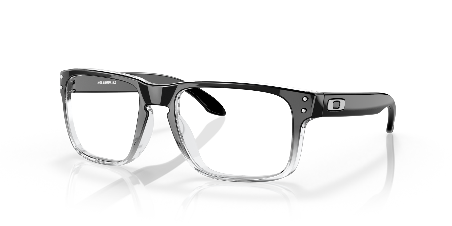 Holbrook™ Polished Black Clear Fade KunststoffEyeglass Frames von B24, Dreiviertelansicht