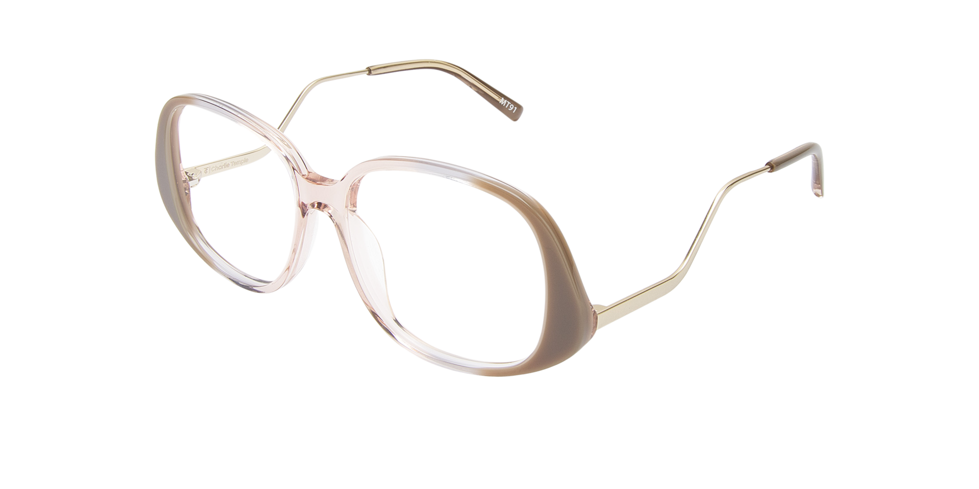 Zela Mercury Grey & Silver Metal AcetaatEyeglass Frames van B24, Hoekweergave