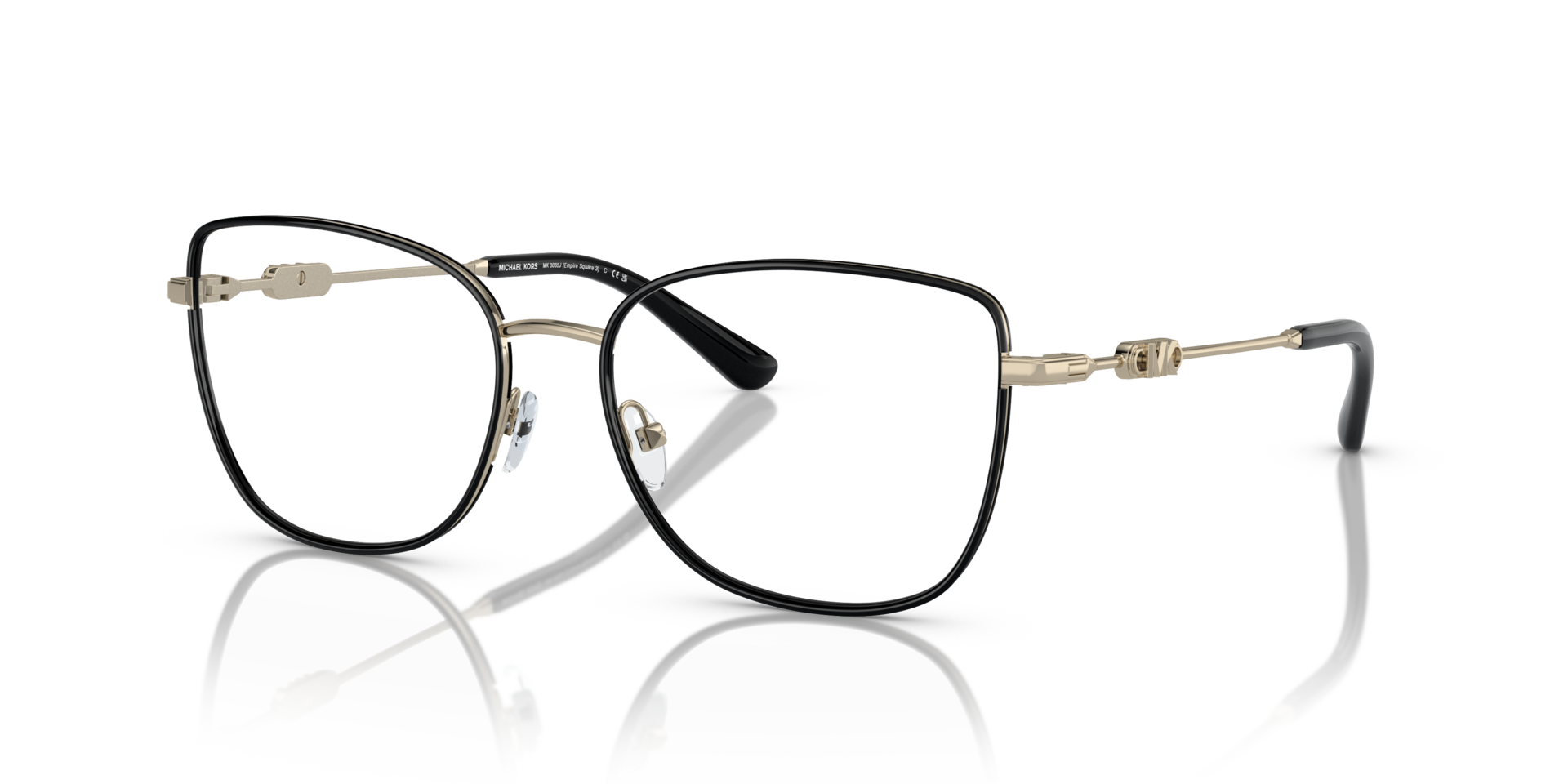 MK3065J Hellgold & Schwarz MetallEyeglass Frames von B24, Dreiviertelansicht
