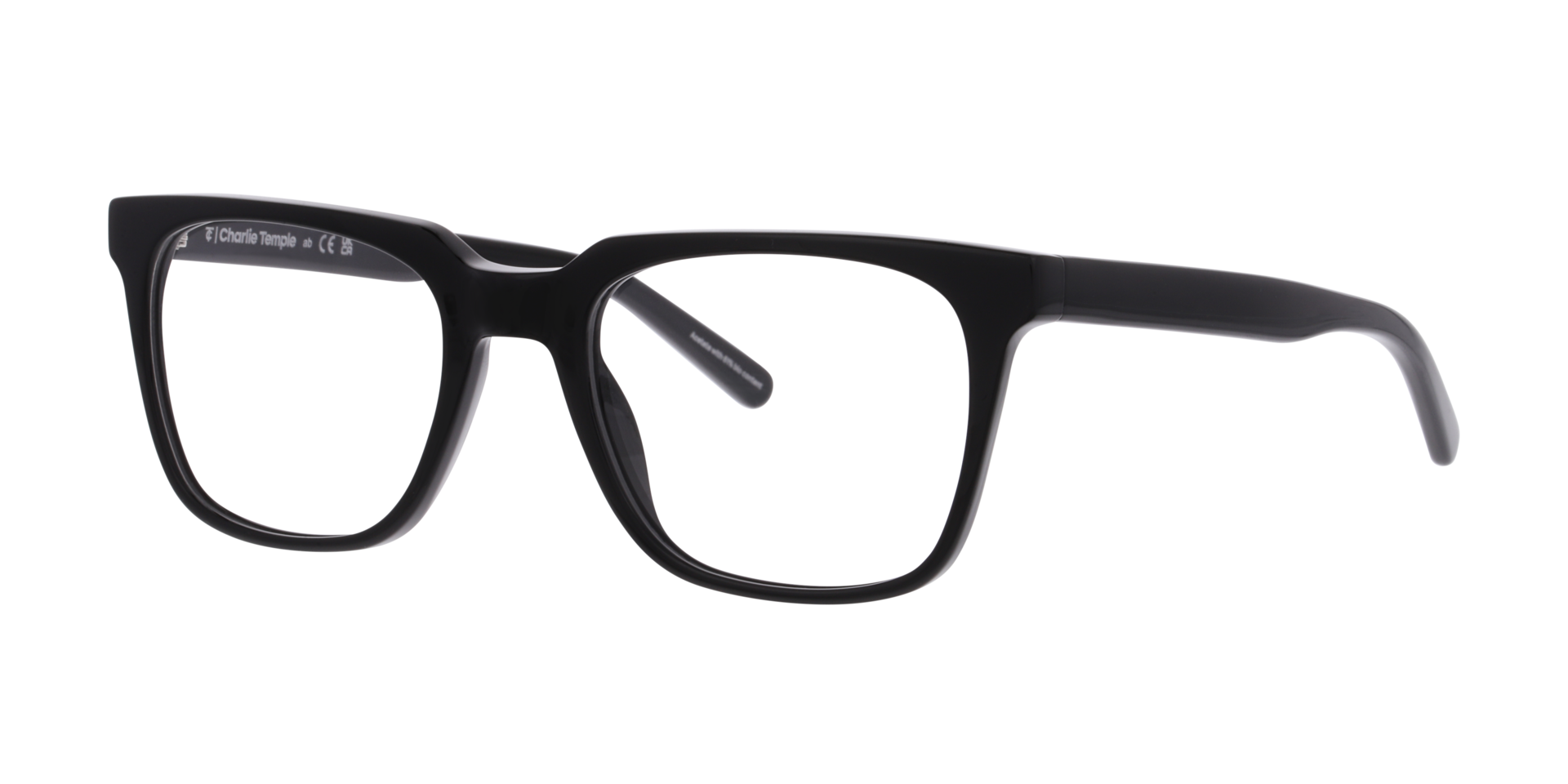 Balthazar Jet Black AcetaatEyeglass Frames van B24, Hoekweergave
