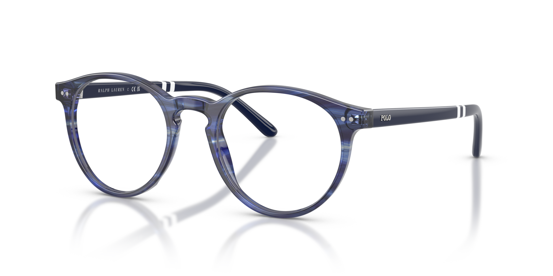 PH2297 Shiny Striped Blue AcetaatEyeglass Frames van B24, Hoekweergave