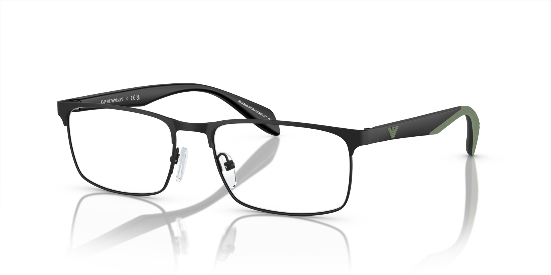 EA1149 Matt Schwarz MetallEyeglass Frames von B24, Dreiviertelansicht