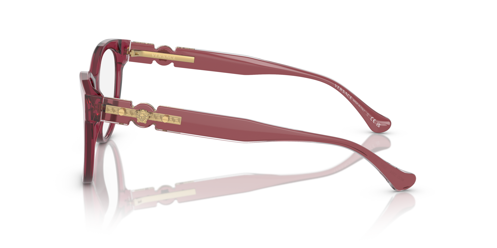 VE3304 Rot transparent AcetatEyeglass Frames von B24, Seitenansicht
