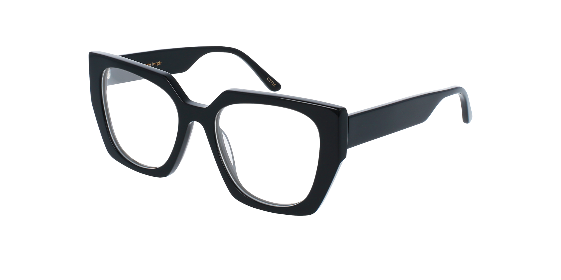 Regina Jet Black AcetatEyeglass Frames von B24, Dreiviertelansicht