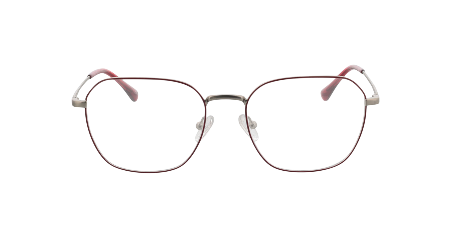 Tanger Matt Silver  &  Red MetallEyeglass Frames von B24, Vorderansicht