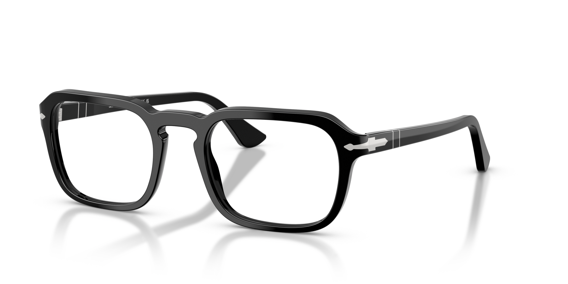 PO3390V Zwart AcetaatEyeglass Frames van B24, Hoekweergave