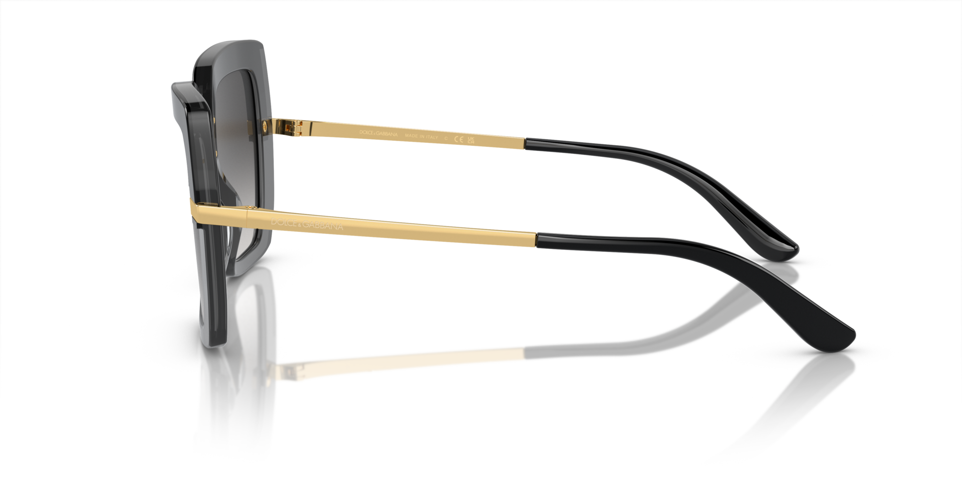 DG4373 Zwart op transparant zwart AcetaatSunglass Frames van B24, Zijaanzicht